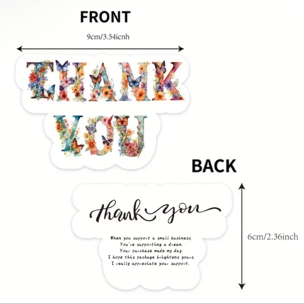 Set of 50 Floral Thank you business cards - Picture 3 of 3